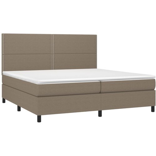  Krevet s oprugama i madracem smeđesivi 200x200 cm od tkanine Slike