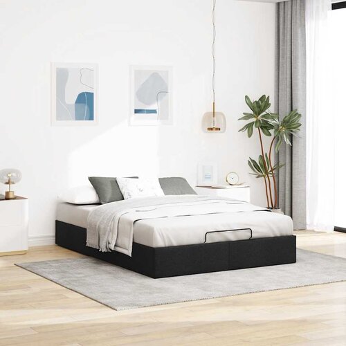 VidaXL Otomanski okvir kreveta bez madraca crni 140x190 cm od tkanine Slike