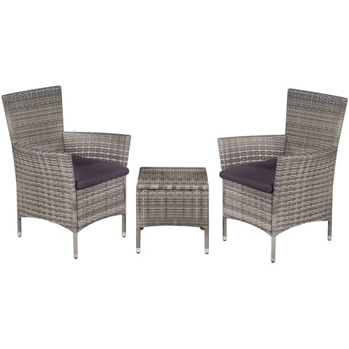 Poli 3-dijelni bistro set od poliratana sivi Slike