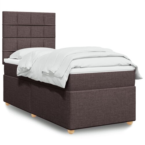 vidaXL Box spring postelja z vzmetnico temno rjava 100x200 cm blago Cene