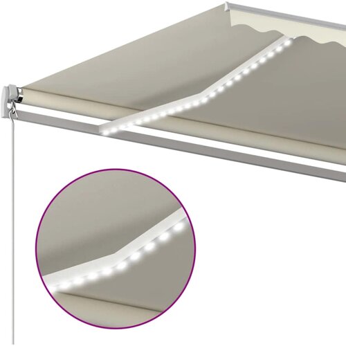 Tenda na ručno uvlačenje s LED svjetlima 600 x 300 cm krem Slike