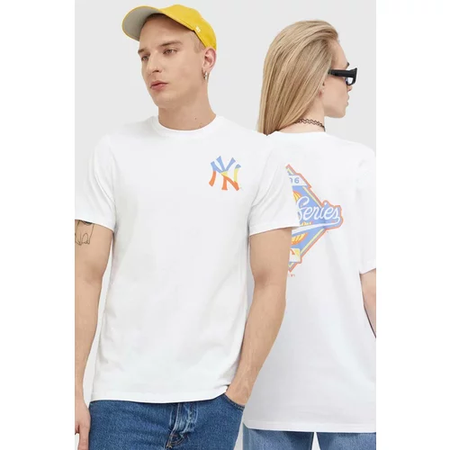 47 Brand Bombažna kratka majica MLB New York Yankees bela barva