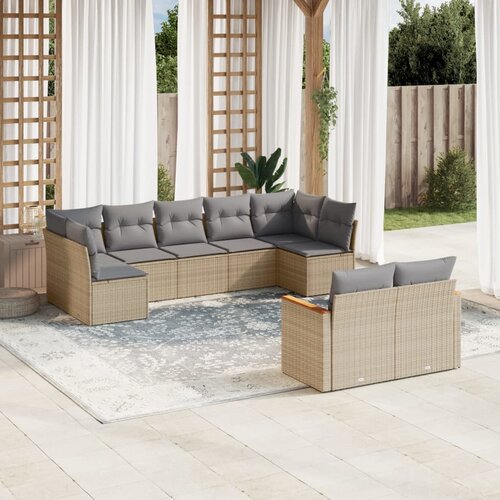 vidaXL 9-dijelni set vrtnih sofa s jastucima bež od poliratana Cijene