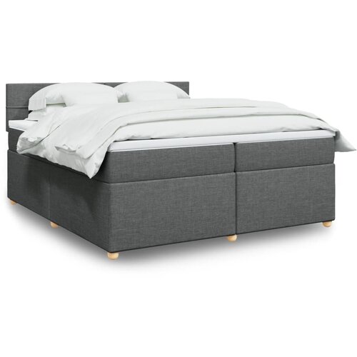 VidaXL Krevet s oprugama i madracem tamnosivi 200 x 200 cm od tkanine Slike