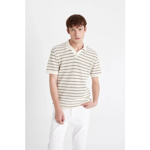 Defacto Regular Fit Striped Short Sleeve Knitwear Polo T-Shirt