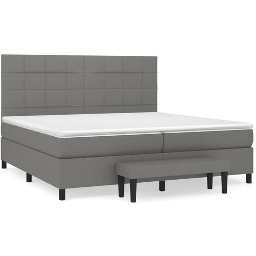 VidaXL Box spring postelja z vzmetnico temno siva 200x200 cm blago, (20761215) Slike