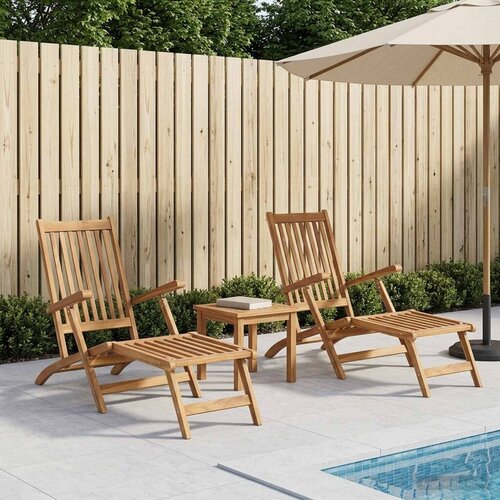 palubna stolica 2 pcs Prirodna Čvrsto teak drvo - 2x stolica Slike