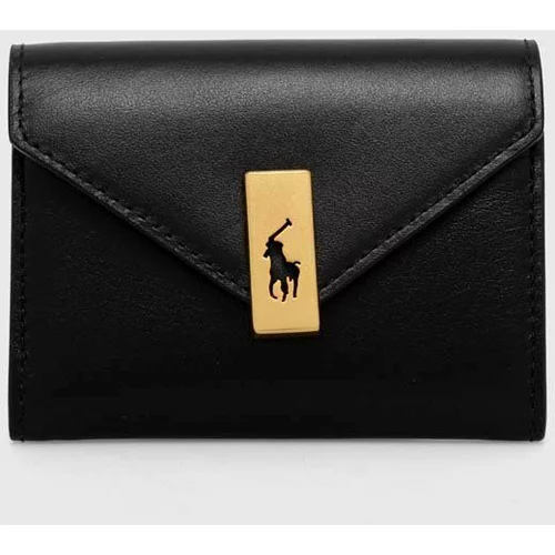 Polo Ralph Lauren Usnjena denarnica ženski, črna barva