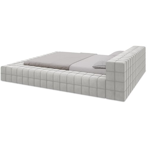 Makamii Svetlo siva oblazinjena zakonska postelja z letvenim dnom 160x200 cm Akela &amp;ndash; Slike
