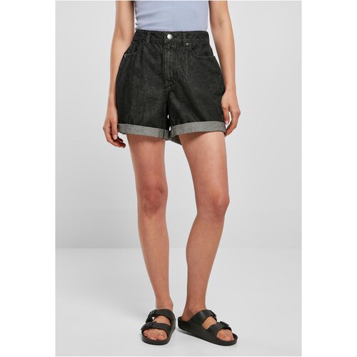 Urban Classics Women's High-Waisted Boyfriend Shorts - Black Washed Slike
