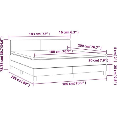  Krevet s oprugama i madracem krem 180x200 cm od tkanine Slike