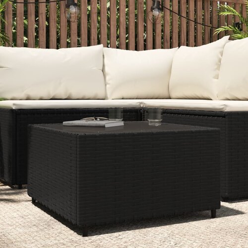VidaXL Kvadratna vrtna klubska mizica črna 50x50x30 cm poli ratan Slike