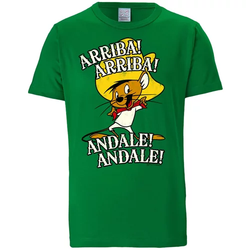 LOGOSHIRT Majica 'Looney Tunes Arriba! Andale!' svijetlosmeđa / žuta / zelena / bijela