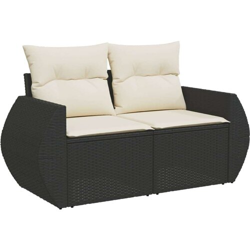 VidaXL 6-dijelni set vrtnih sofa s jastucima crni od poliratana Slike