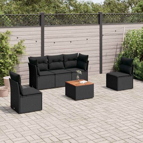  6-dijelni set vrtnih sofa s jastucima crni od poliratana Crna 62 x 62 x 69 cm Cene