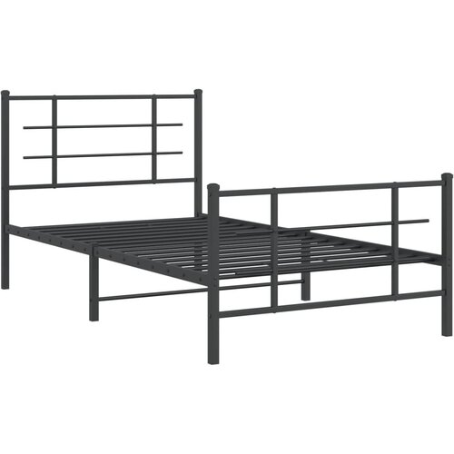 VidaXL Kovinski posteljni okvir z vzglavjem in vznožjem črn 100x190 cm, (21007355) Slike