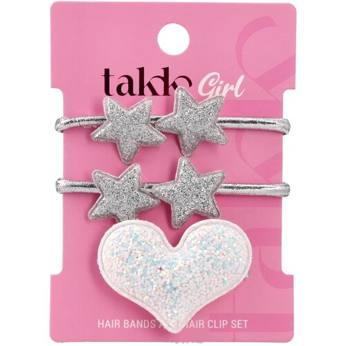 Takk Lara girl, set gumica i šnalica, srce, 3K Cene