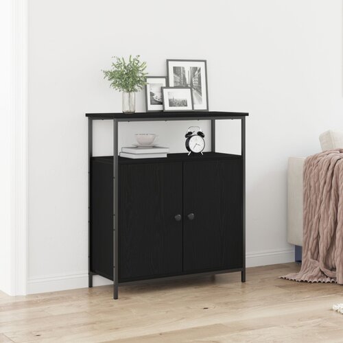 VidaXL Wall-Mounted Cabinet Crni hrast &amp;Scaron;perploča, Metal Srednje Slike