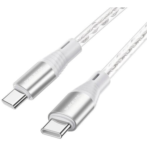  Kabal BOROFONE BX96 Ice crystal 60W, 3A silicone charging data cable 1m, Type-C to Type-C gray Slike