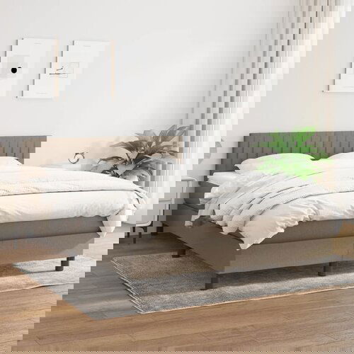 VidaXL Krevet s oprugama i madracem smeđesivi 140 x 190 cm od tkanine Slike