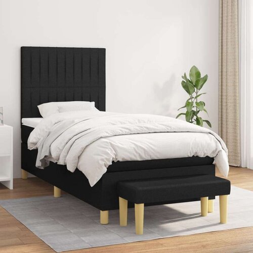 Box spring postelja z vzmetnico črna 80x200 cm blago, (20893347) Cene