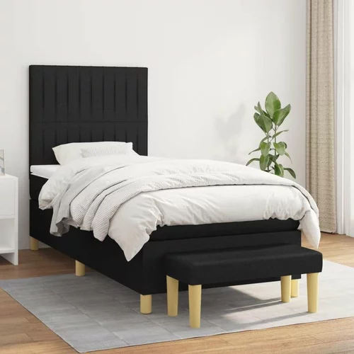 Box spring postelja z vzmetnico črna 80x200 cm blago, (20893347)