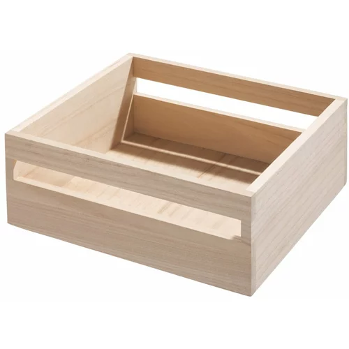 iDesign Škatla za shranjevanje iz lesa pavlovnije Eco Handled, 25,4 x 25,4 cm