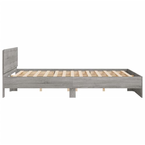  Okvir kreveta s uzglavljem siva boja hrasta 180 x 200 cm Slike