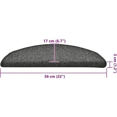  Prostirke za stepenice 30 kom 56x17x3 cm tamno sive poluokrugle Slike