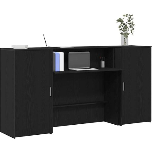 vidaXL Recepcijski stol crni hrast 200x50x103,5 cm konstruiranog drva Cijene