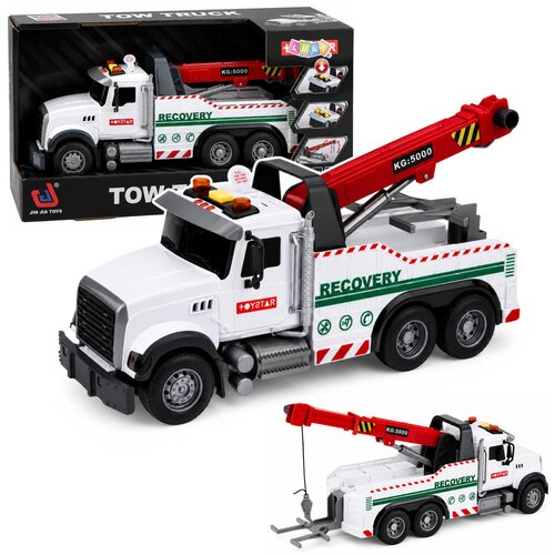  Construction Truck with Adjustable Crane Lights Sounds White 1:14 Cene
