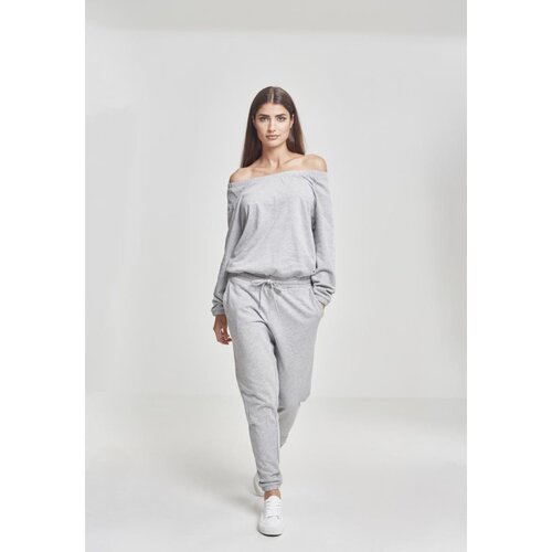 Urban Classics Ladies Cold Shoulder Terry Jumpsuit grey Slike