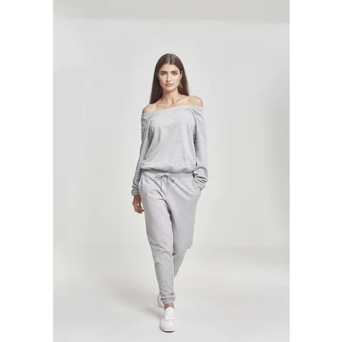 Urban Classics Ladies Cold Shoulder Terry Jumpsuit grey