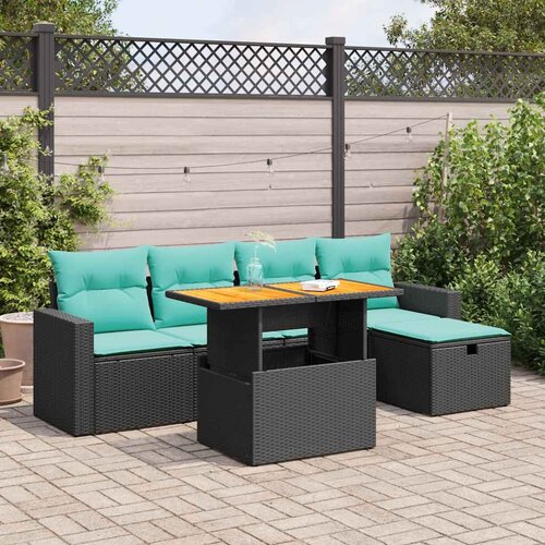  6-dijelni set vrtnih sofa s jastucima crni od poliratana bagrem Cene
