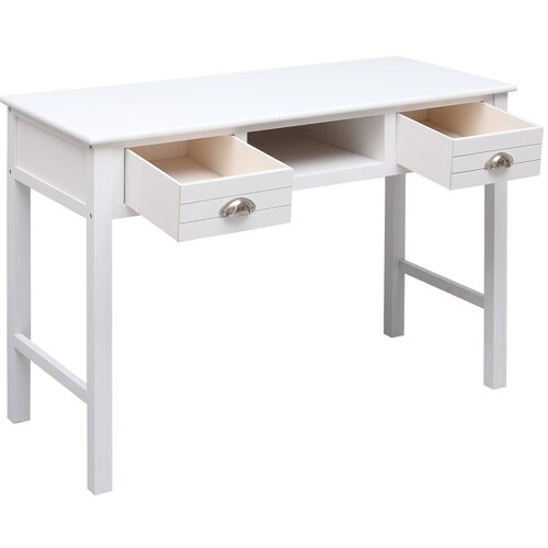 VidaXL Radni stol bijeli 108 x 45 x 76 cm od masivnog drva paulovnije Slike