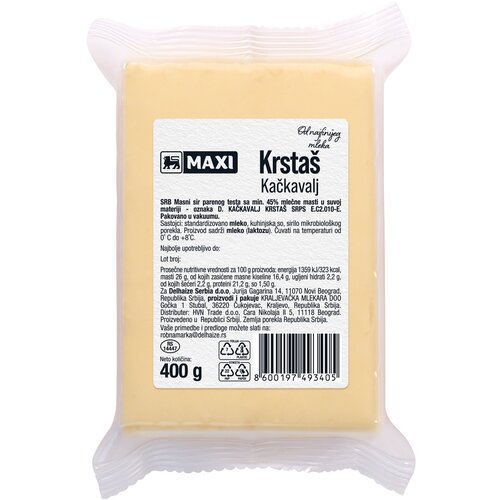 Maxi Kackavalj Krstas 45% m.m.400g Cene