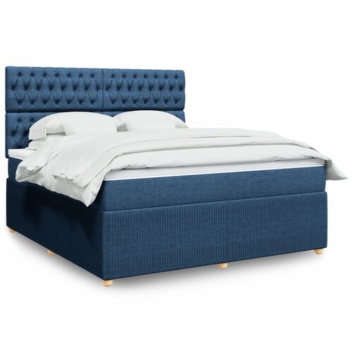vidaXL Box spring postelja z vzmetnico modra 180x200 cm blago Cene
