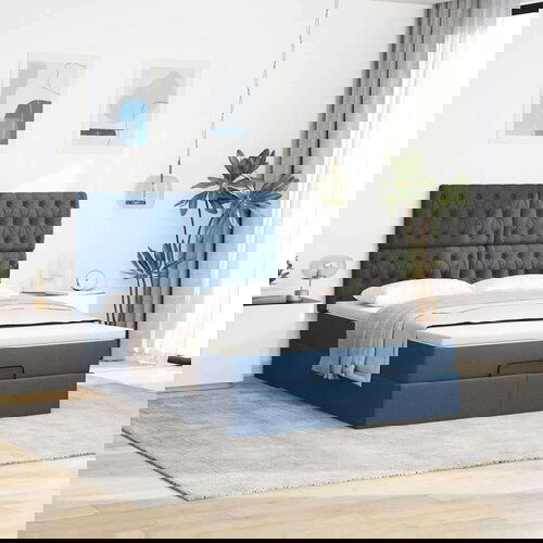 vidaXL Otomanski okvir kreveta s madracem plavi 140x200cm od tkanine Cene