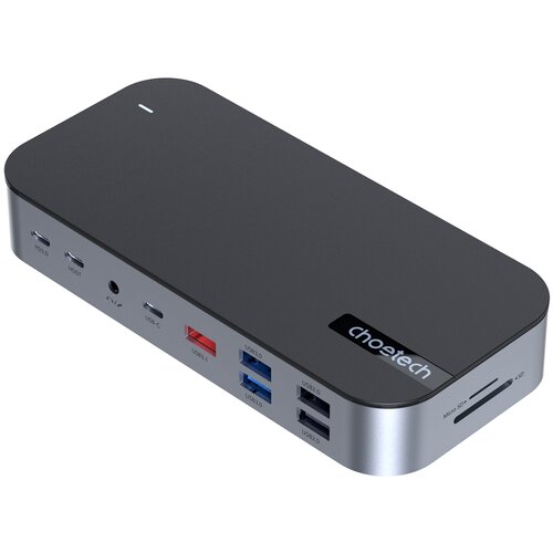Choetech HUB Adapter M52 USB-C USB-A HDMI VGA DP SD TF RJ45 Aux PD Siva, (21980890) Cene