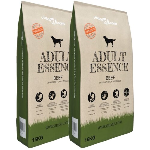 VidaXL Premium suha hrana za pse Adult Essence Beef 2 kom 30 kg Slike