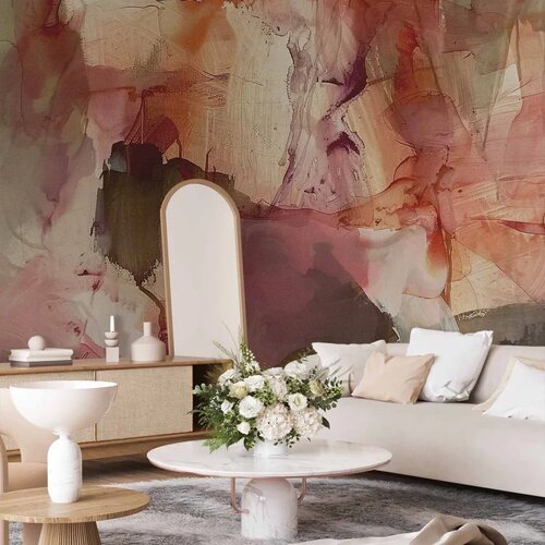  Foto tapeta - Spring composition – transparencies and forms in watercolor style 200x140 Cene