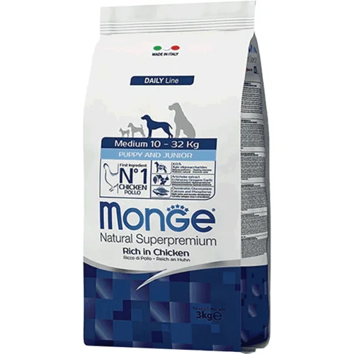 Monge Daily Medium Puppy and Junior, Piletina - 12 kg