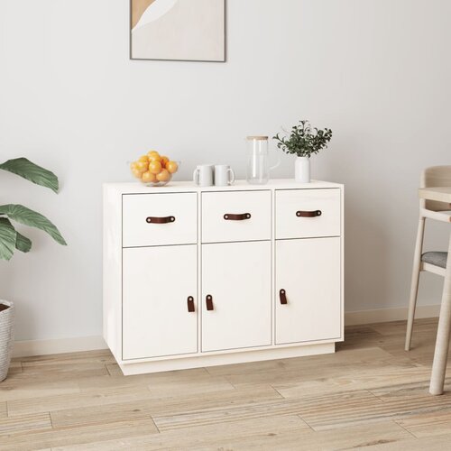 The Living Store Komoda bela 100x40x75 cm trdna borovina - Komoda, (21503187) Slike