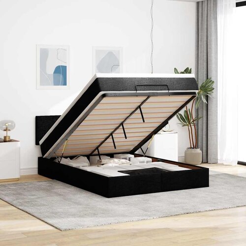 Otomanski krevet s madracem crni 140x200 cm tkanine Slike