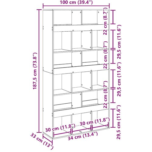  Regal za knjige boja hrasta 100x33x187,5 cm konstruirano drvo Slike