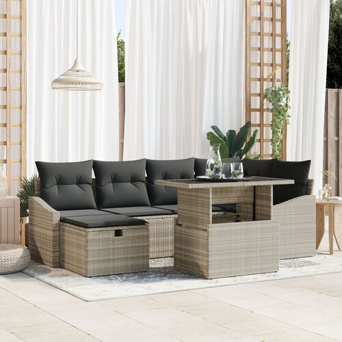 vidaXL set od 7 vrtnih sofa s jastučićima svijetlo sivi poli ratan Cijene