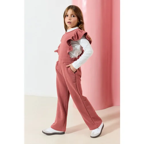 Trendyol Dusty Rose Girl 2-Piece Ruffle Sleeve Jumpsuit