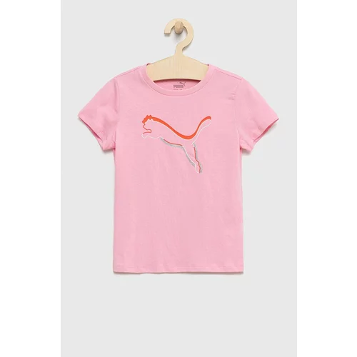 Puma Dječja pamučna majica kratkih rukava boja: ružičasta