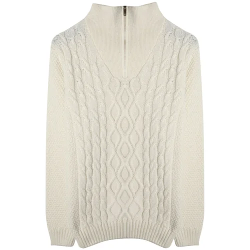 Trendyol Ecru Regular Half Turtleneck Hair Knit Sweater