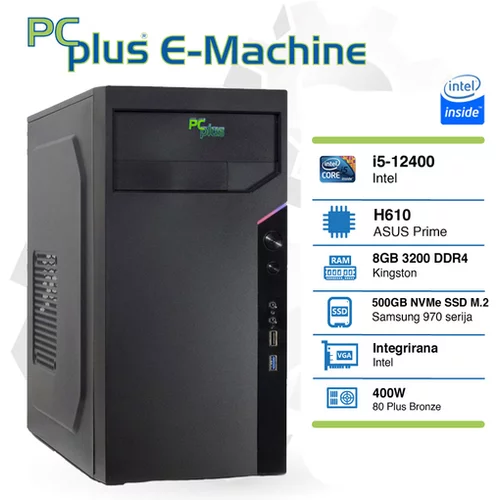 PCPLUS E-machine i5-12400 8gb 500gb nvme ssd namizni racunal